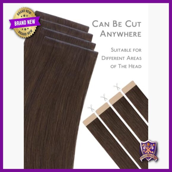 Human Hair Tape-In Extensions, 18 Inch Straight, 10 Pieces Reusable 18 Inch Bliss Tape In Extensions - Straight | 100% Remy  main image 3